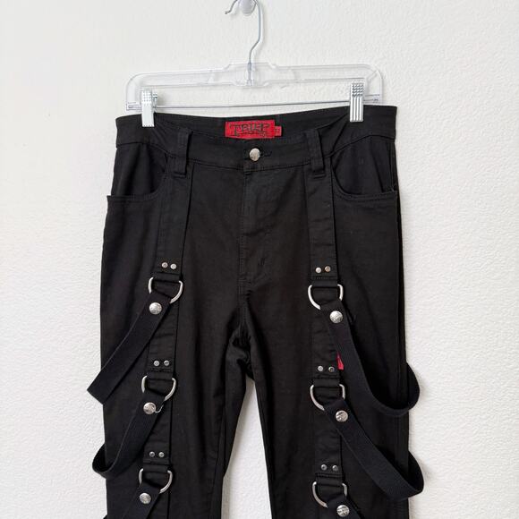 [Tripp NYC] Black Punk Rock Matrix D-Ring Straps Emo Gothic Bondage Pants Sz 32 - Picture 4 of 12